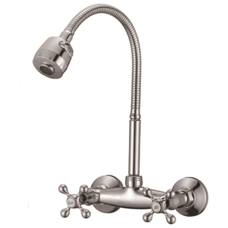 Смеситель для кухни настенный с гибким изливом хром D-Lin D142810-T