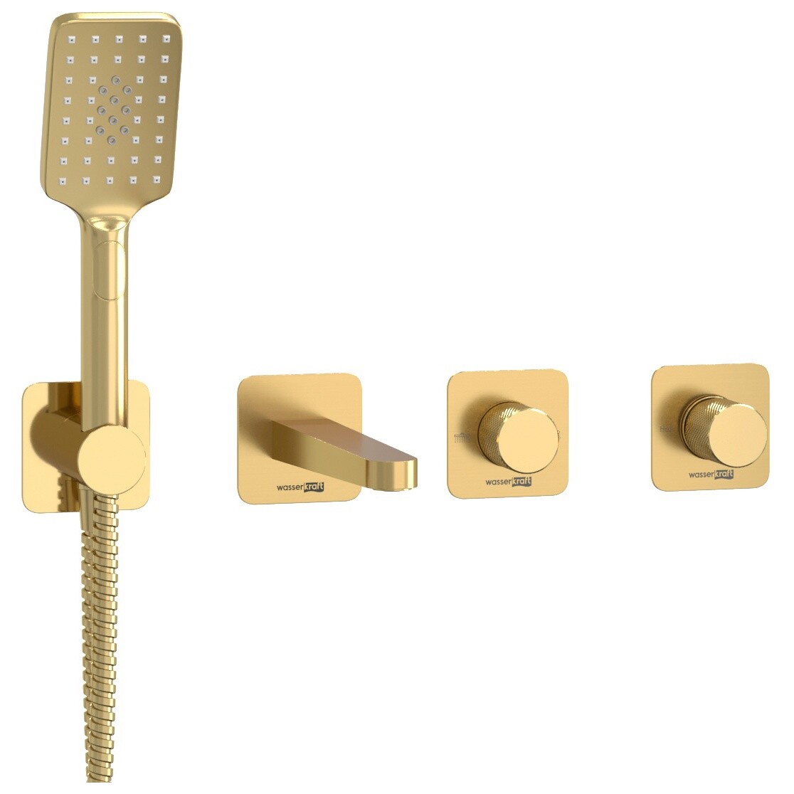 Душевой комплект встраиваемый с лейкой и изливом золото Wasserkraft A8251.306.308.285.194.201 - изображение 6