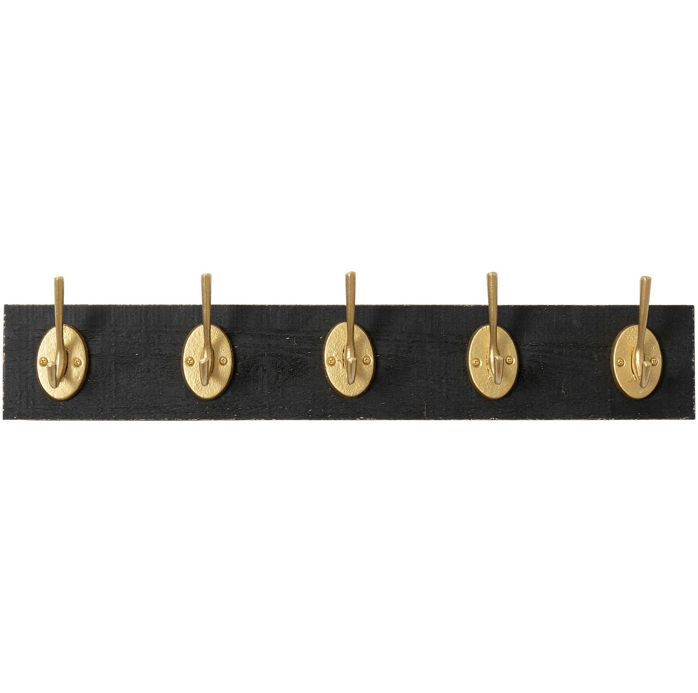 Вешалка настенная деревянная со стальными крючками черная, золото Classico 87099