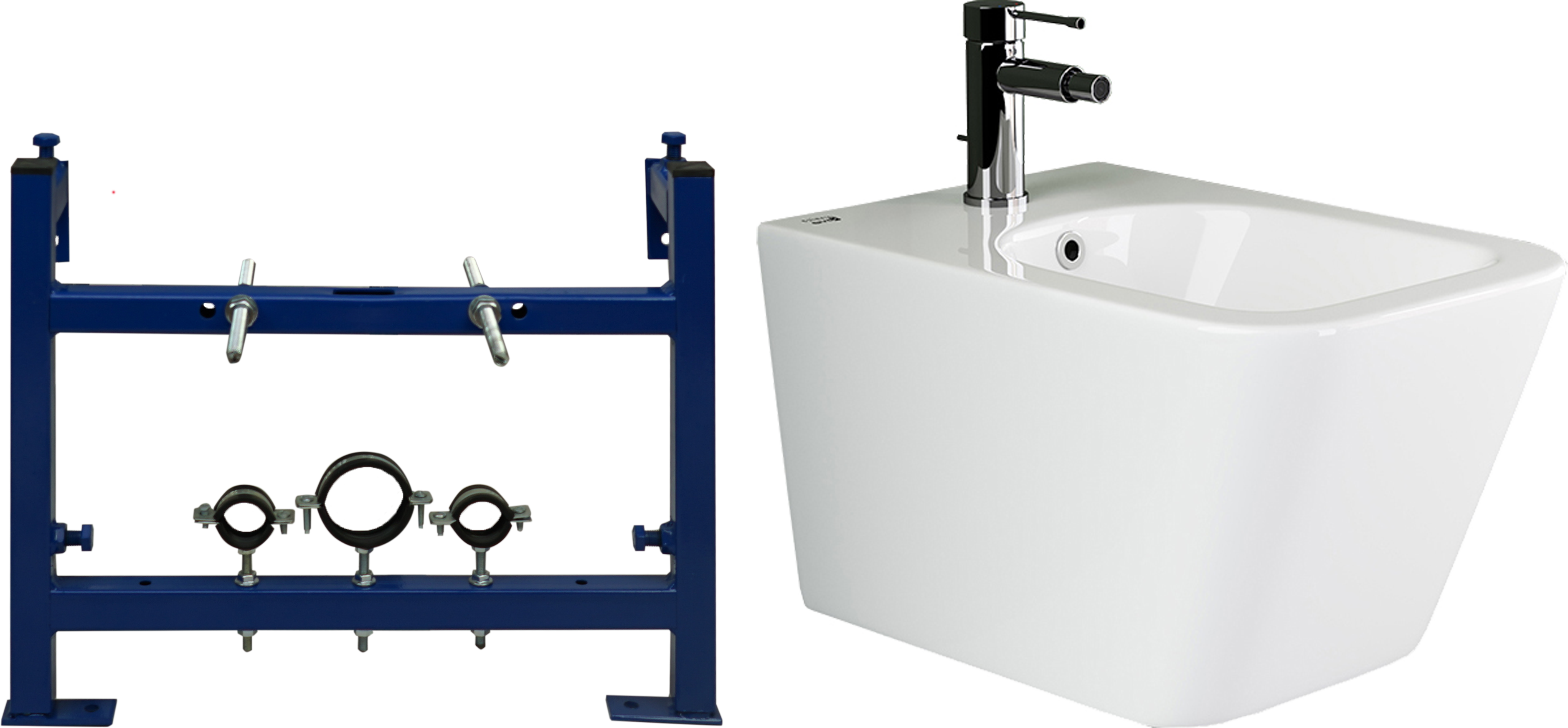 Биде подвесное белое Ceramica Nova Metric CN3008 с инсталляцией для биде Stworki 540201