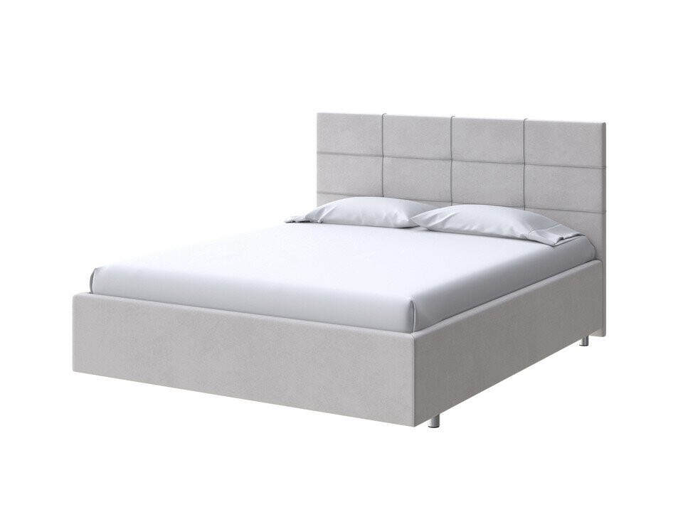 Кровать двуспальная велюровая светло-серая 160x200 см Neo