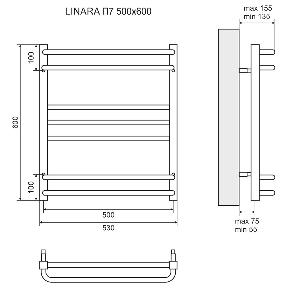 Полотенцесушитель водяной 50х60 см хром Lemark Linara LM04607 П7 - изображение 5
