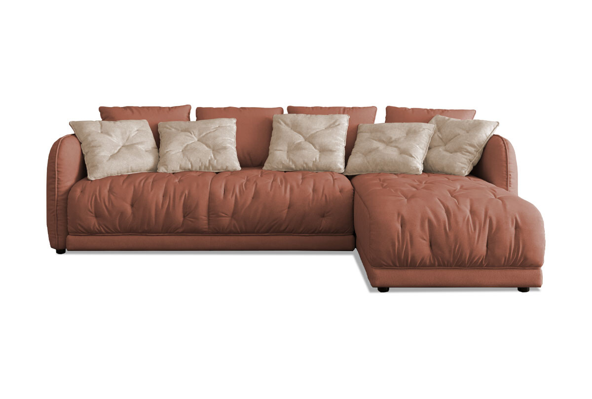 Угловой диван раскладной правый коричневый Kassel