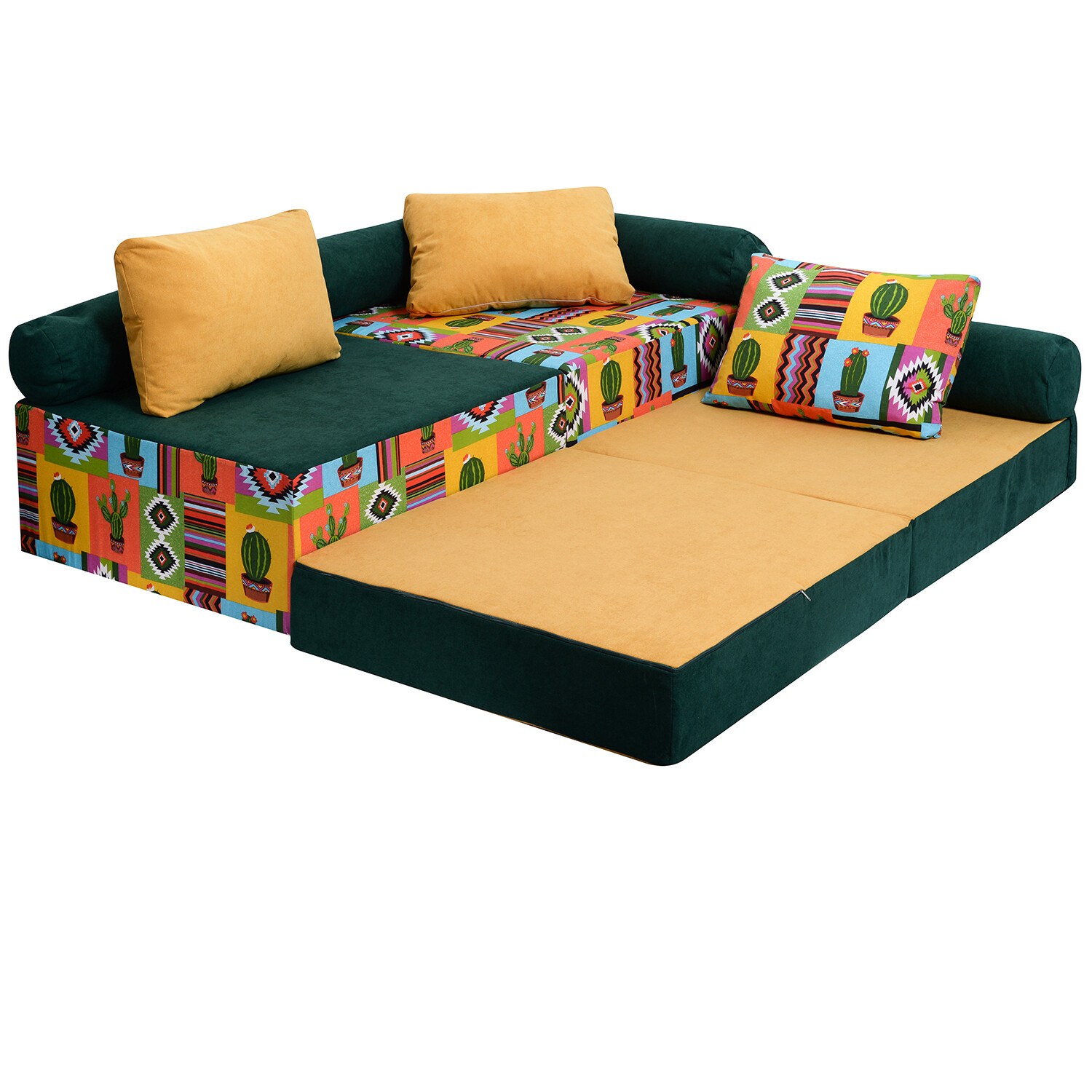 Бескаркасный модульный диван раскладной П-образный оранжевый &quot;Кактус&quot; Space 