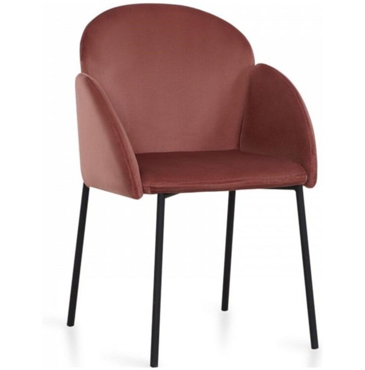 Кресло мягкое с металлическими ножками серо-розовое Enzo