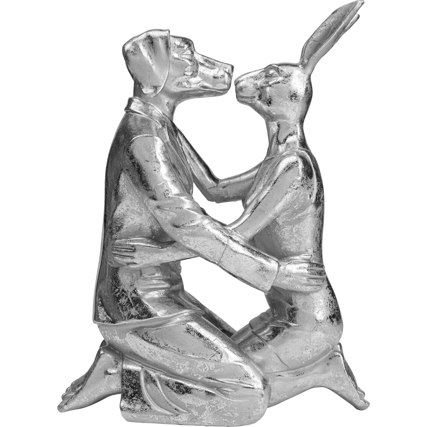 Статуэтка декоративная серебро Kissing rabbit and dog