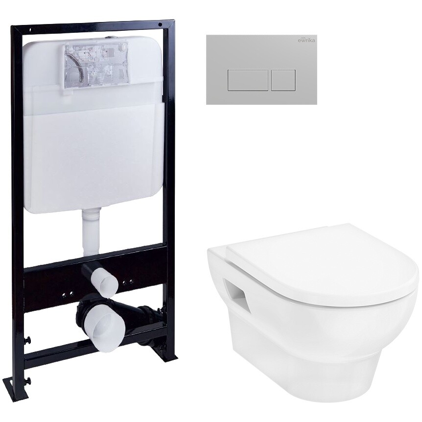 Унитаз Hansgrohe GladeLake S HGSET002 с инсталляцией Ewrika ProLT 0026-2020, с кнопкой хром 0040