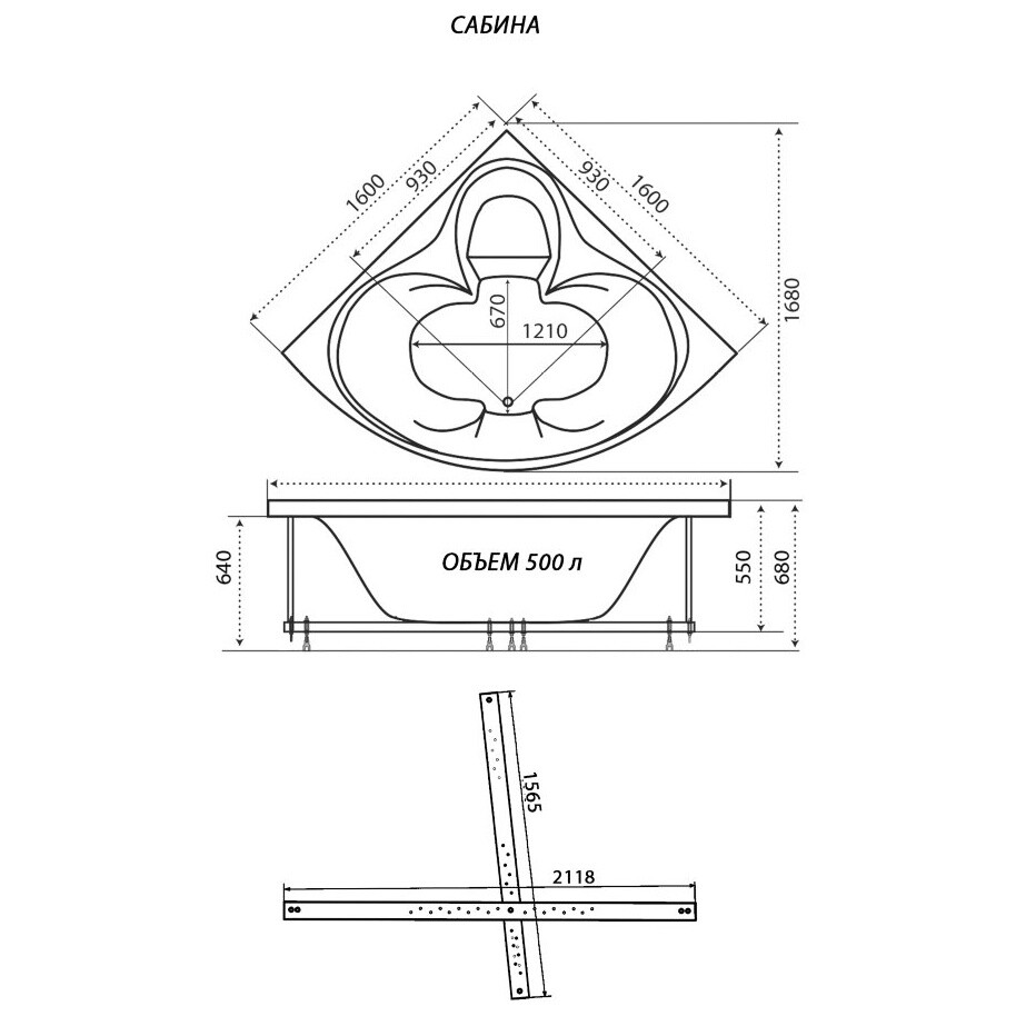 Ванна акриловая белая Triton "Сабина" Щ0000045086 - изображение 5