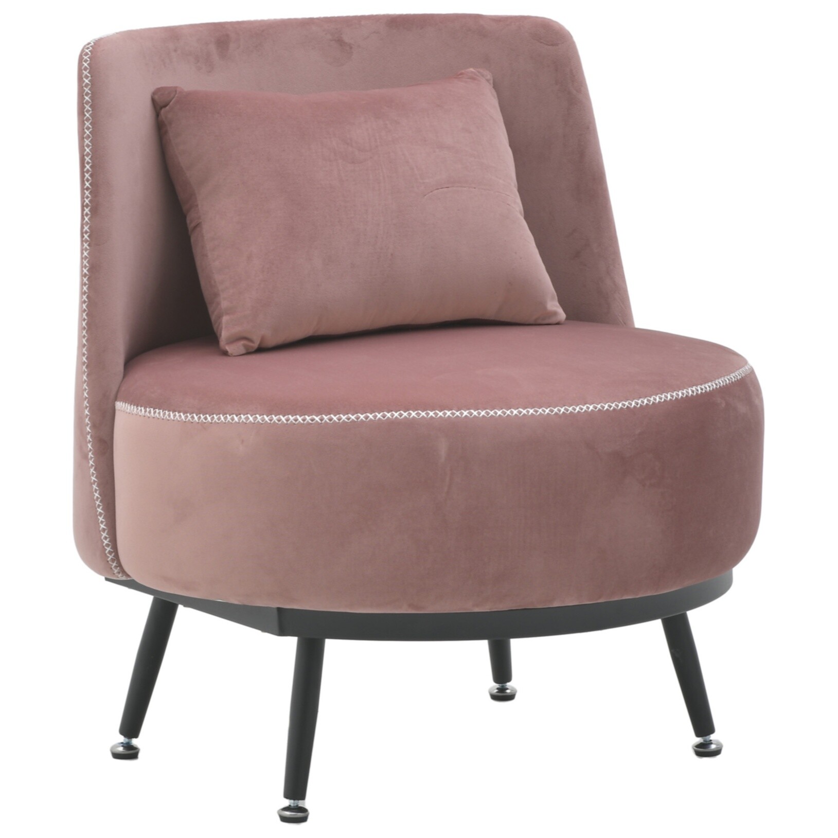 Кресло с мягкой спинкой на металлических ножках розовое