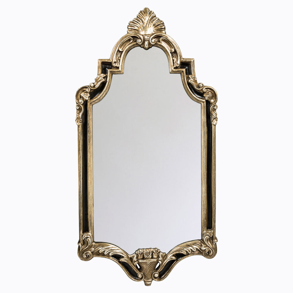Зеркало готическое золотое в фигурной раме с резьбой &quot;Олимпия&quot;