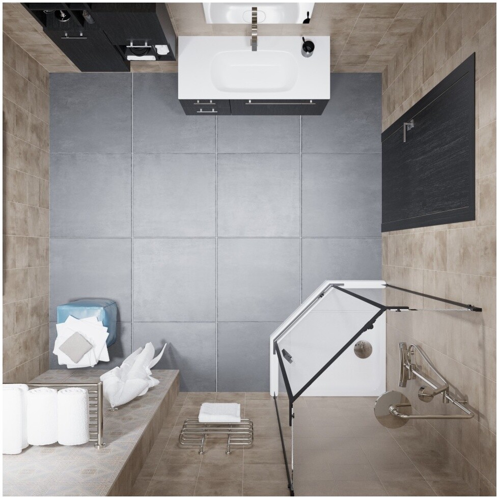 Душевой уголок пятиугольный 90х90 см белый, черный Triton "Дека-Блэк" Щ0000059782 - изображение 10