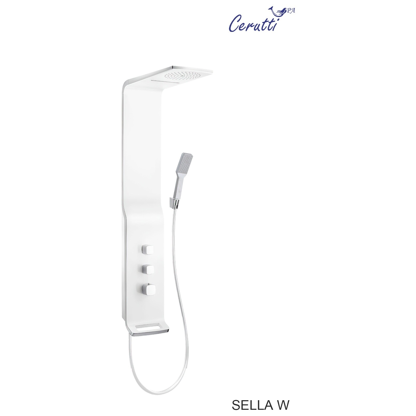 Душевая панель с тропическим душем 135х22 см белая глянцевая Cerutti SPA Sella W CT8988
