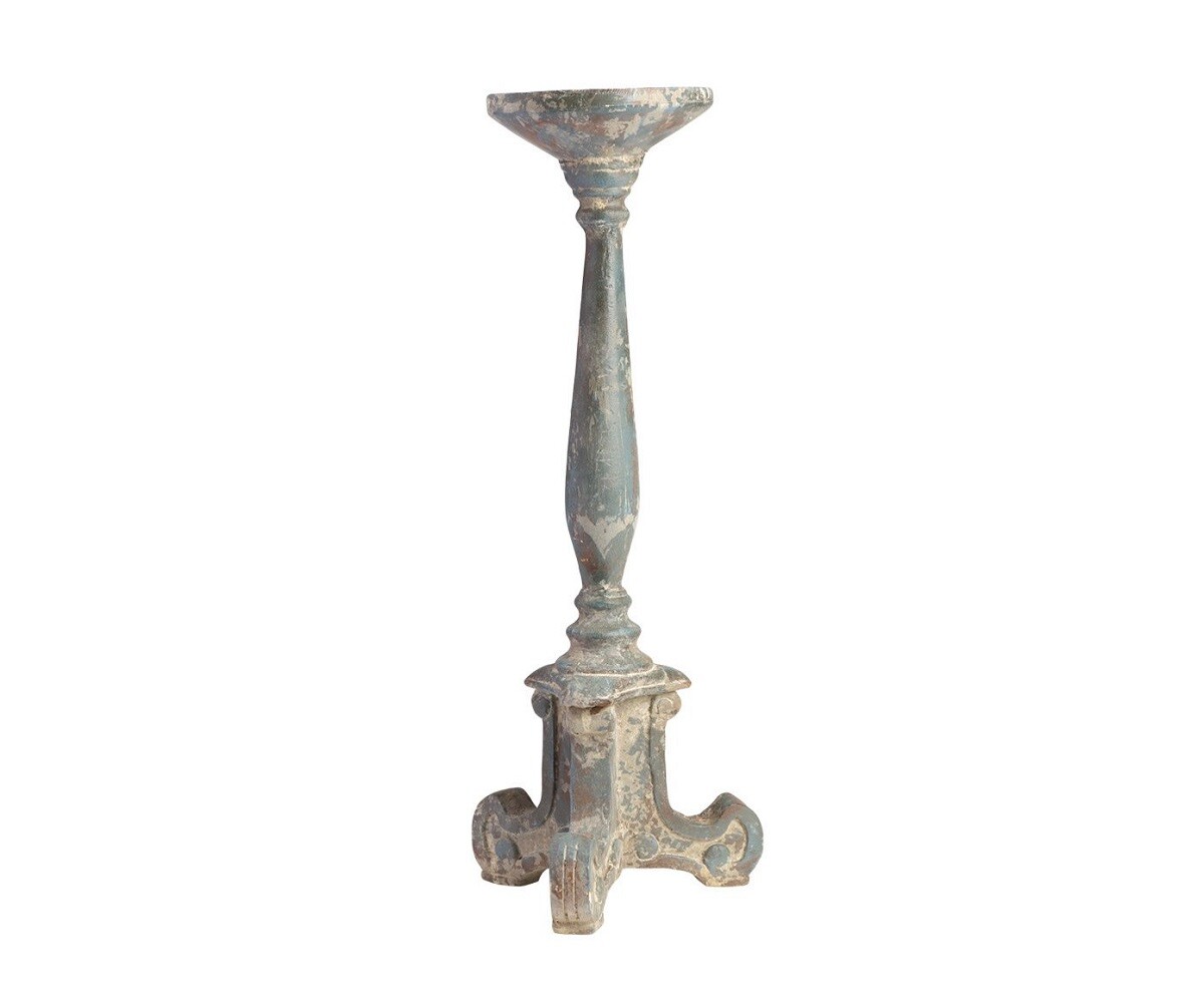 Подсвечник металлический на 1 свечу голубой Antique Blue Finish