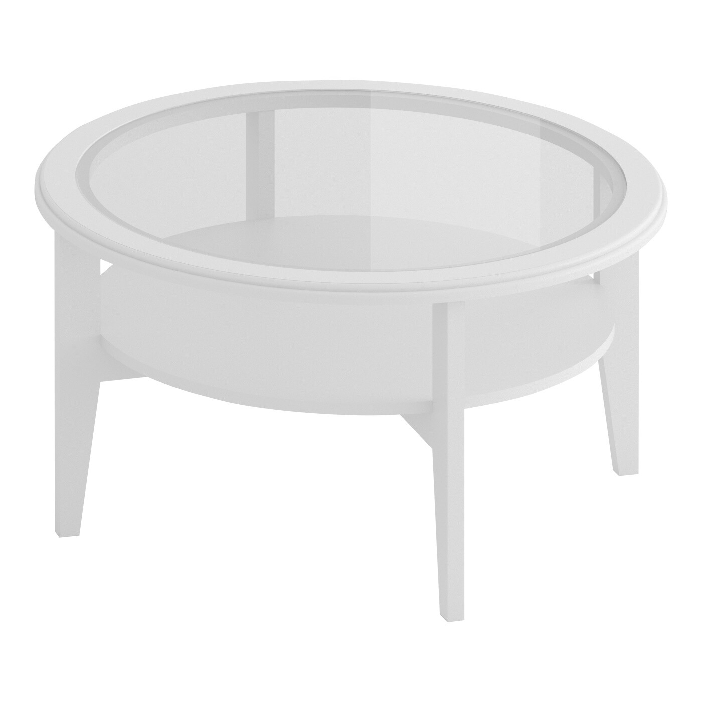 Кофейный столик белый со стеклянной столешницей и полкой 90 см белый Barista