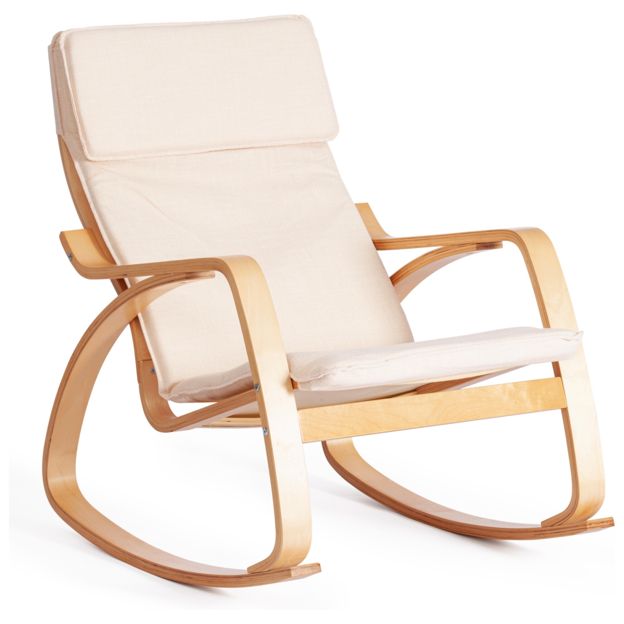 Кресло-качалка с деревянными подлокотниками бежевое, дуб AX3005