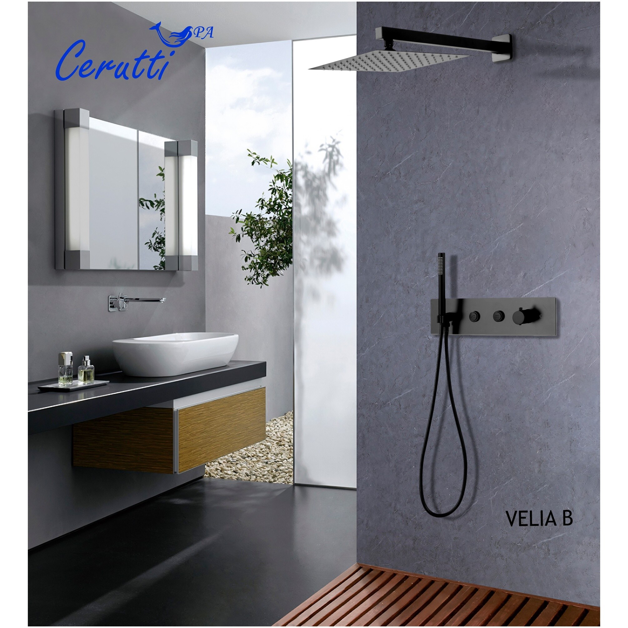 Душевой комплект встраиваемый однорычажный черный Cerutti SPA Velia B CT10399