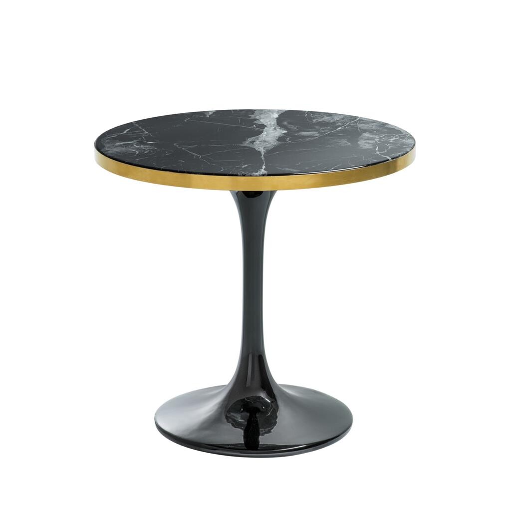 Приставной столик черный круглый с искусственным мрамором 55 см Parme от Eichholtz