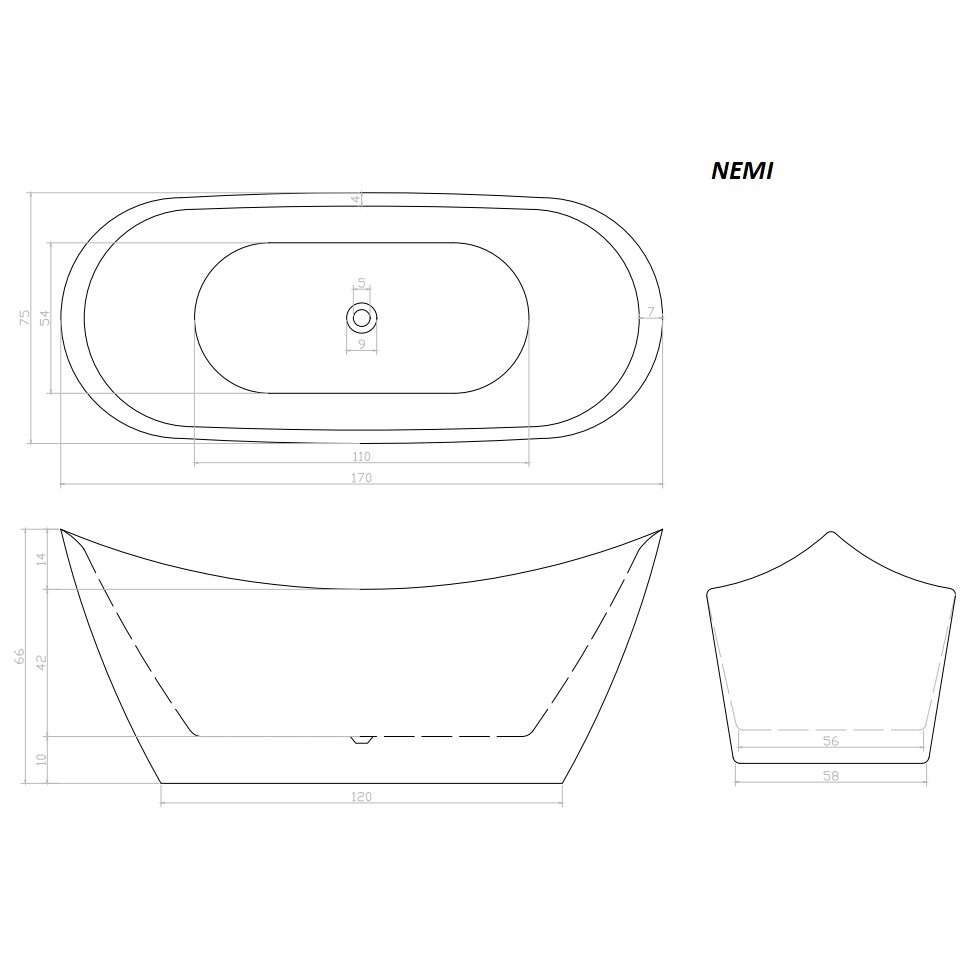 Ванна акриловая отдельностоящая белая Cerutti SPA Nemi 170 CT9319 - изображение 6