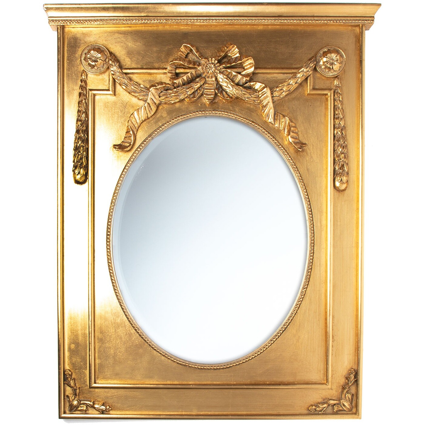 Зеркало настенное прямоугольное в раме 80х65 см золотистое GLA-45-018
