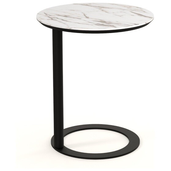 Столик кофейный металлический с керамической столешницей 57 см белый, черный Vissor