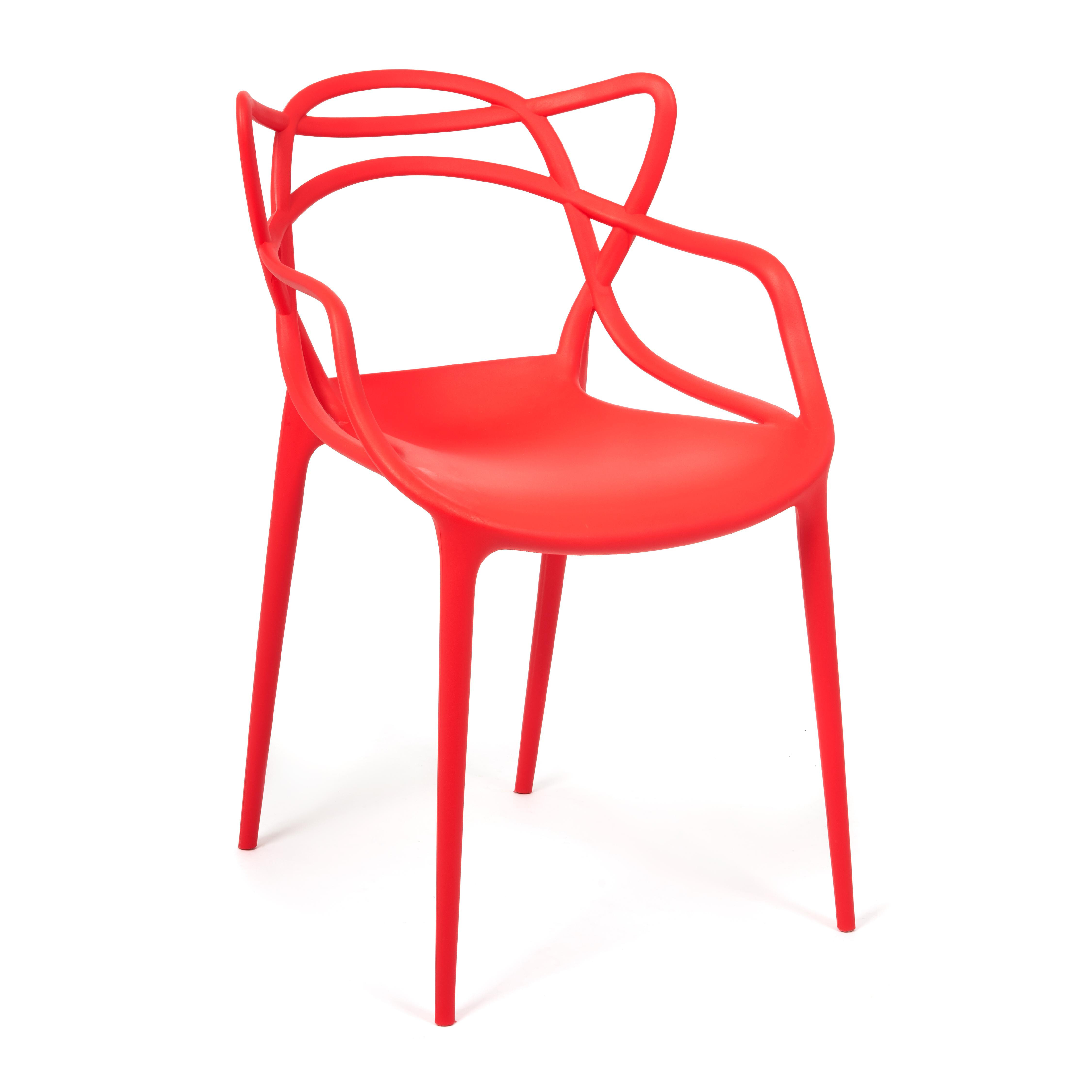 Стул пластиковый со спинкой красный Cat Chair