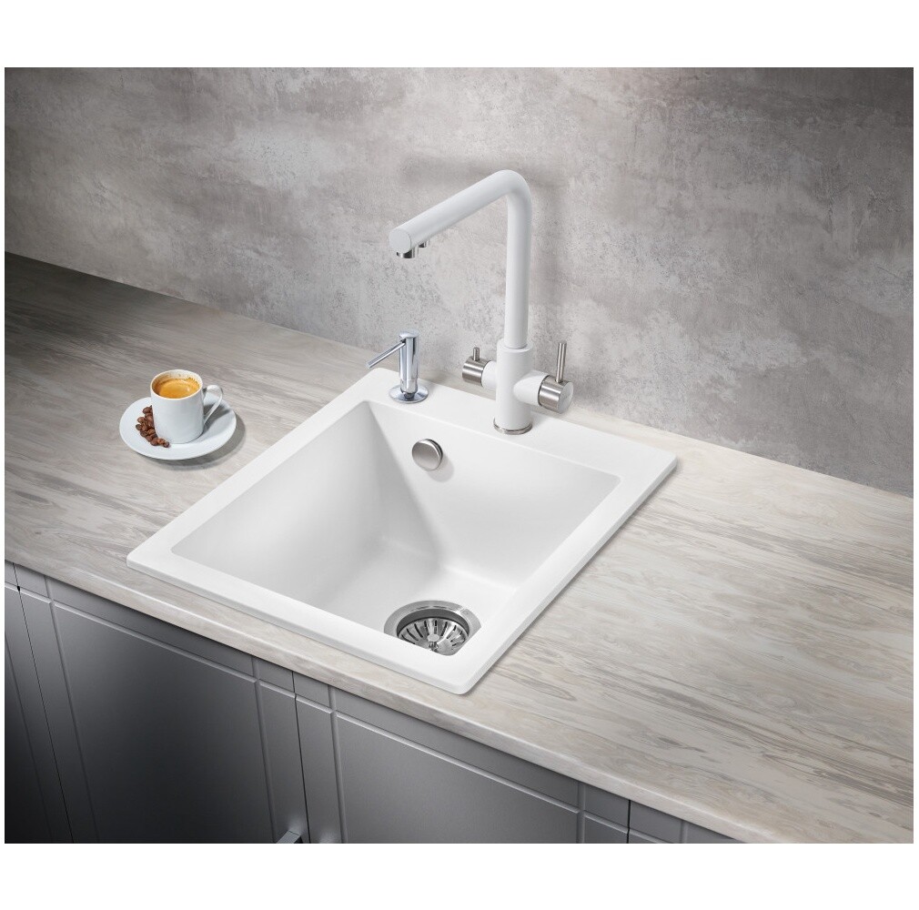 Мойка кухонная белая Milacio Murcia 46 Cuarzo MC.77032 - изображение 5
