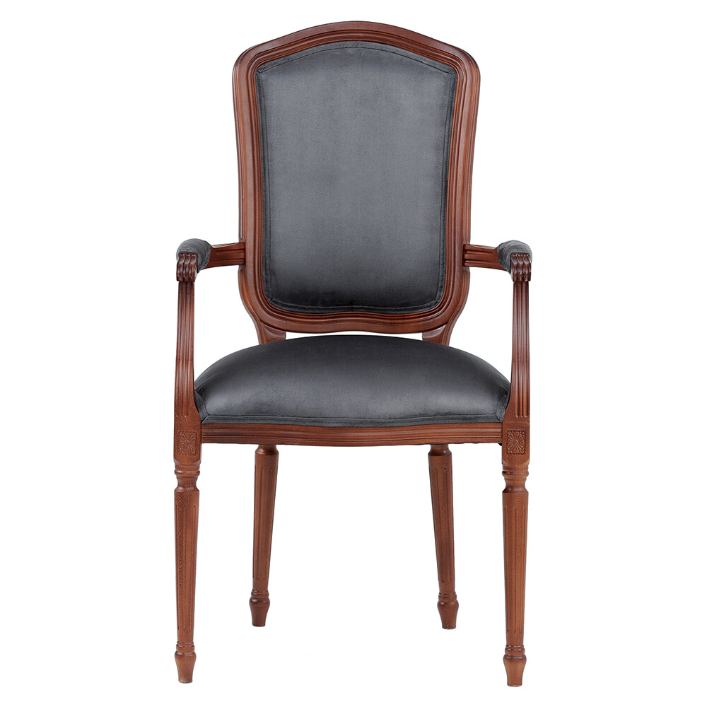 Кресло мягкое с деревянными подлокотниками антрацит French Anthracite 28052018