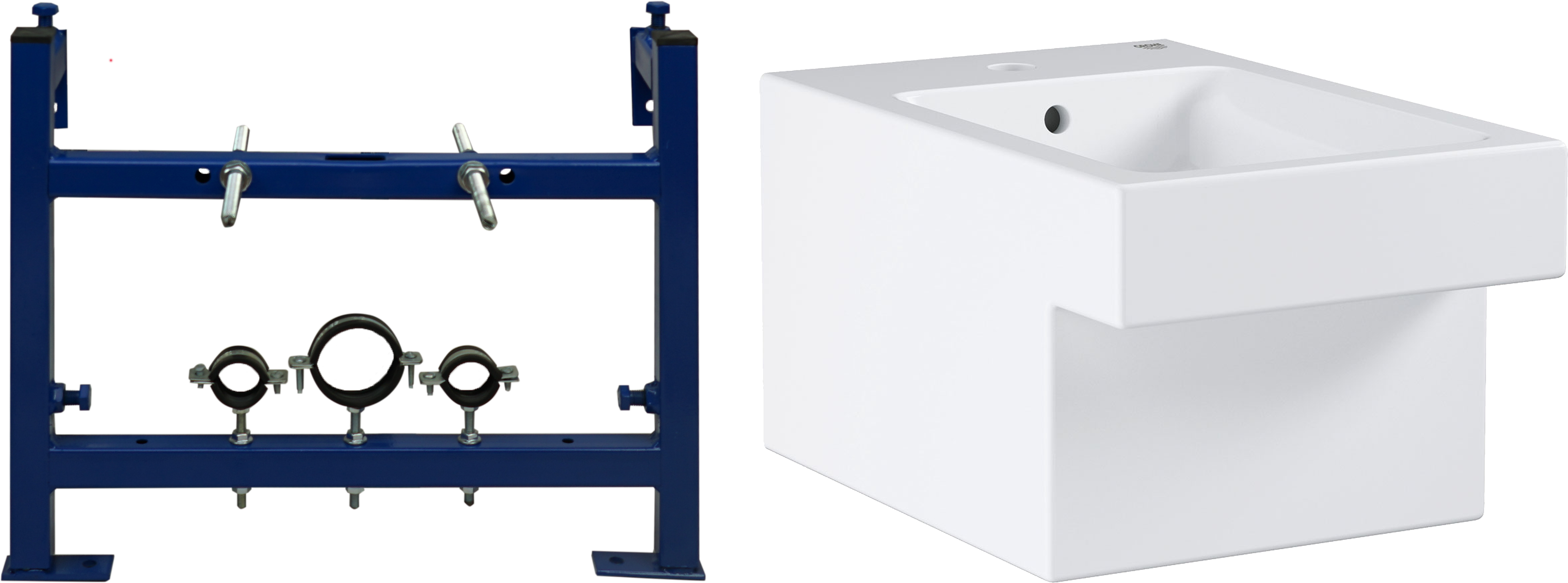 Биде подвесное белое Grohe Cube Ceramic 3948600H с инсталляцией для биде Stworki 540201