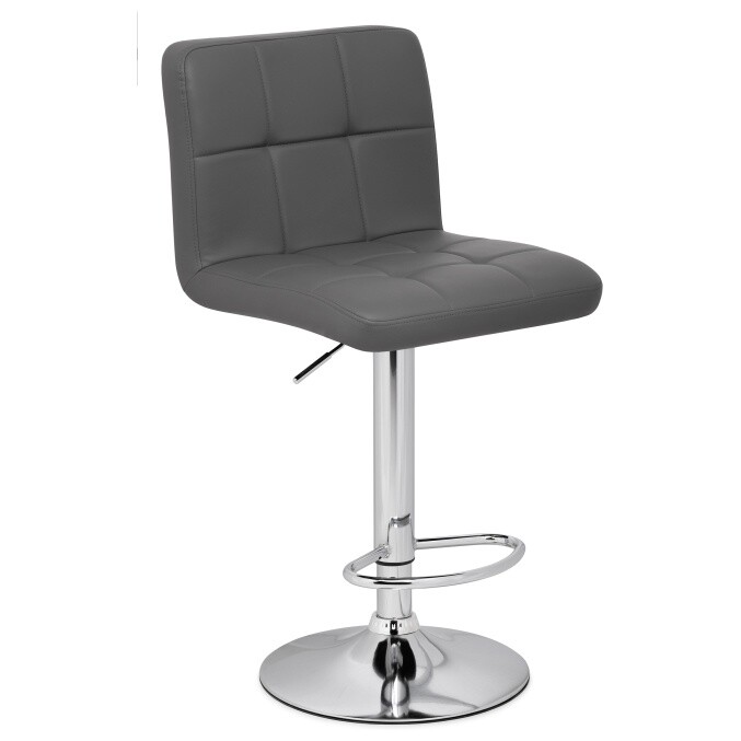 Барный стул с регулируемым сиденьем серый, хром Paskal