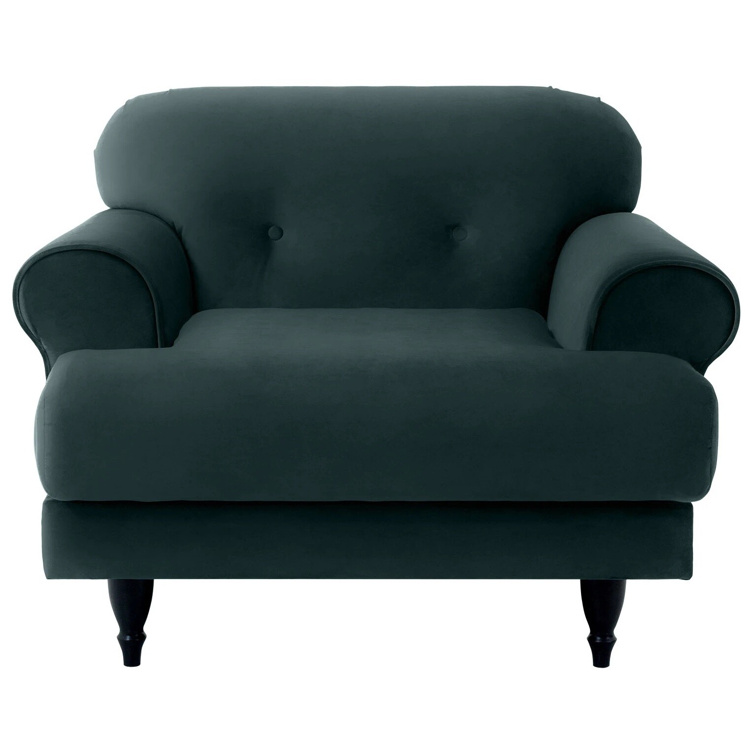 Кресло с мягкими подлокотниками на буковых ножках темно-зеленое, черное Italia
