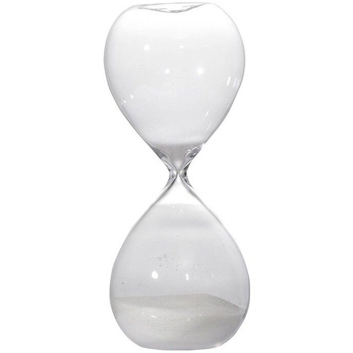 Часы настольные песочные стеклянные на 60 минут 26 см белые 73229-WHIT