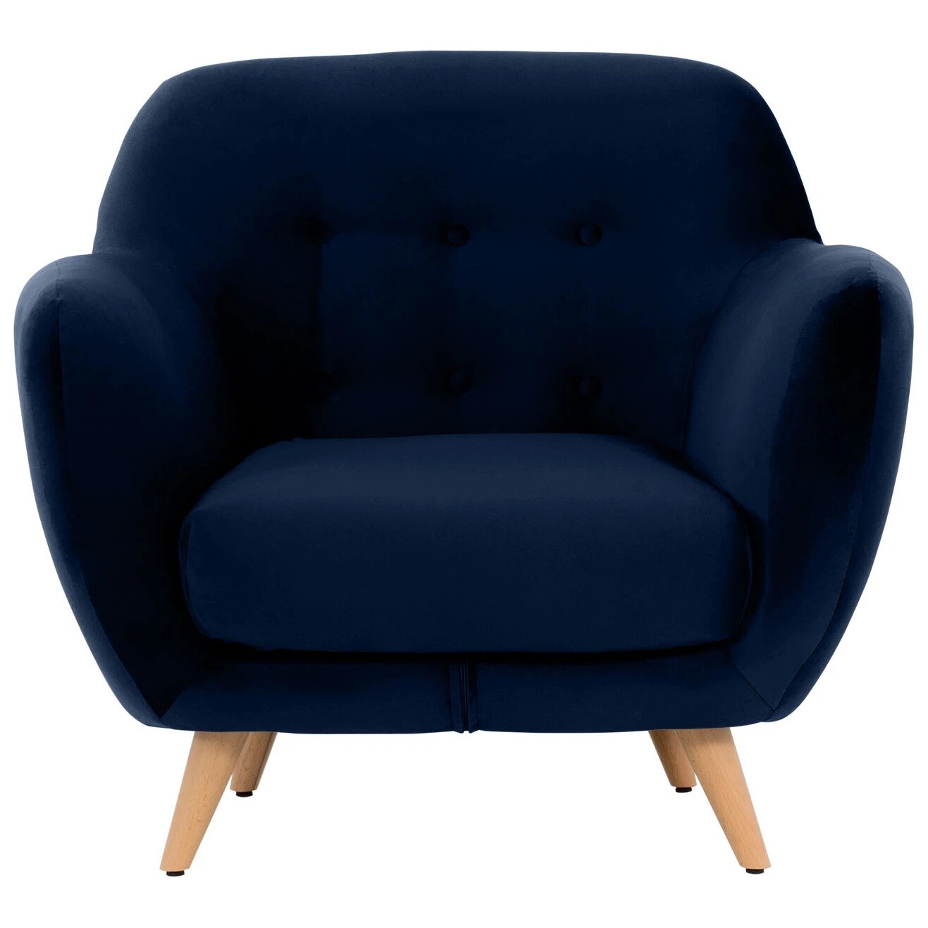 Кресло с мягкими подлокотниками на деревянных ножках темно-синее Loa