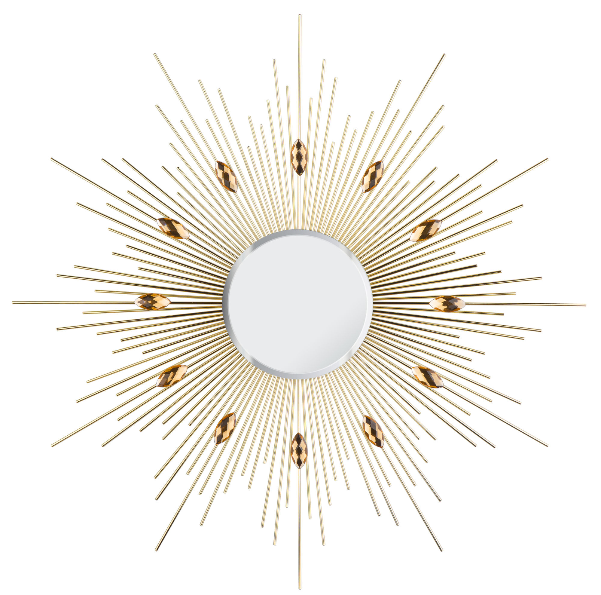 Зеркало-солнце металлическое с акриловыми стразами 49 см золотое Tomas Stern