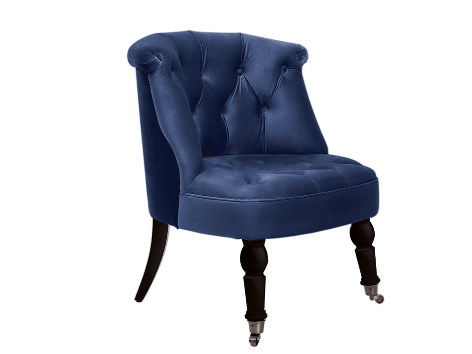 Мягкое кресло на черных ножках синее Visconte