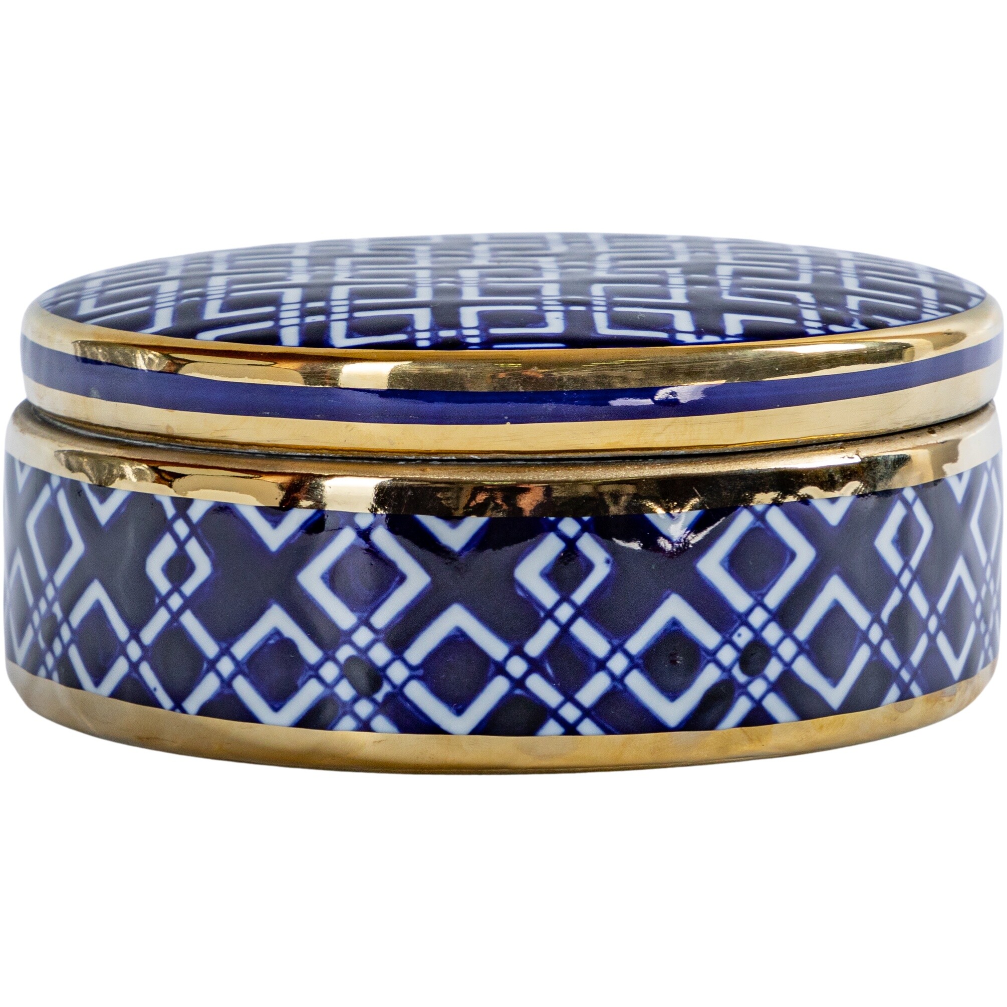 Шкатулка керамическая круглая 17 см синяя 58-061