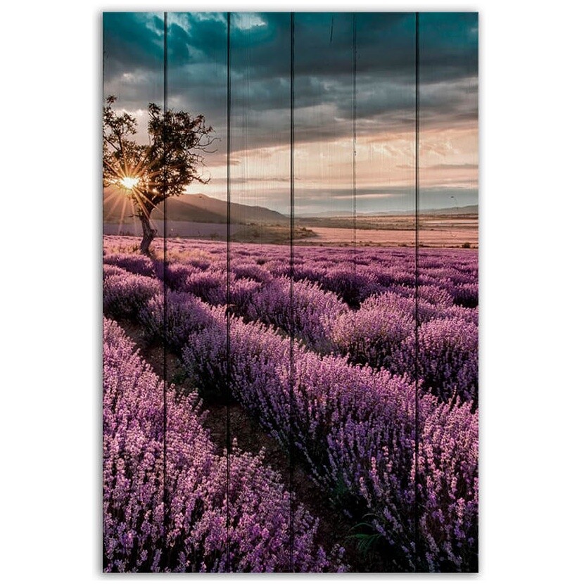 Картина на дереве фиолетовая 40х60 см &quot;Лавандовое поле&quot; 