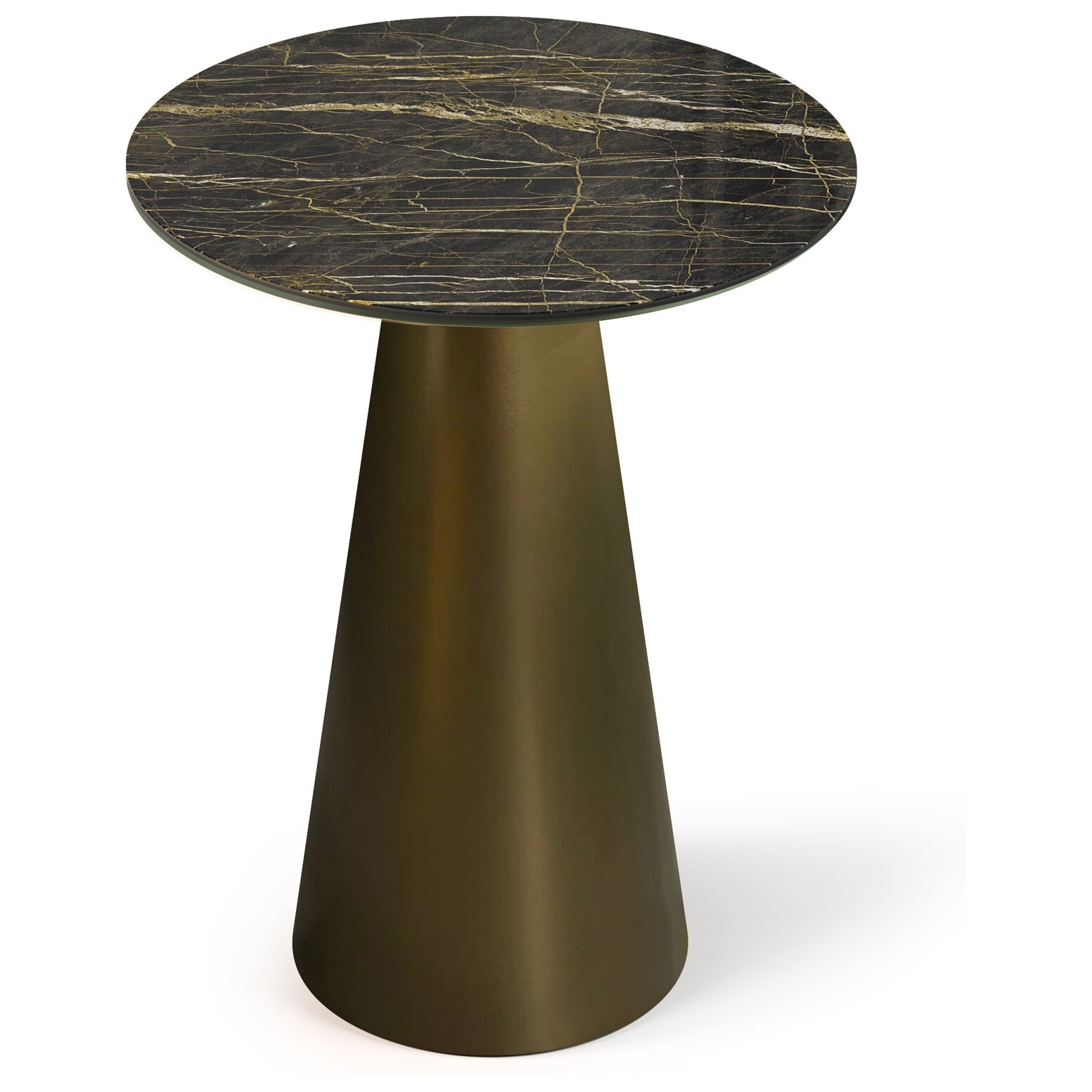 Журнальный столик круглый с керамической столешницей 50 см коричневый Mushroom Tall NRM00310