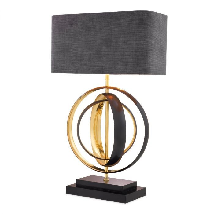 Лампа настольная с абажуром серая, золото Table Lamp Riley