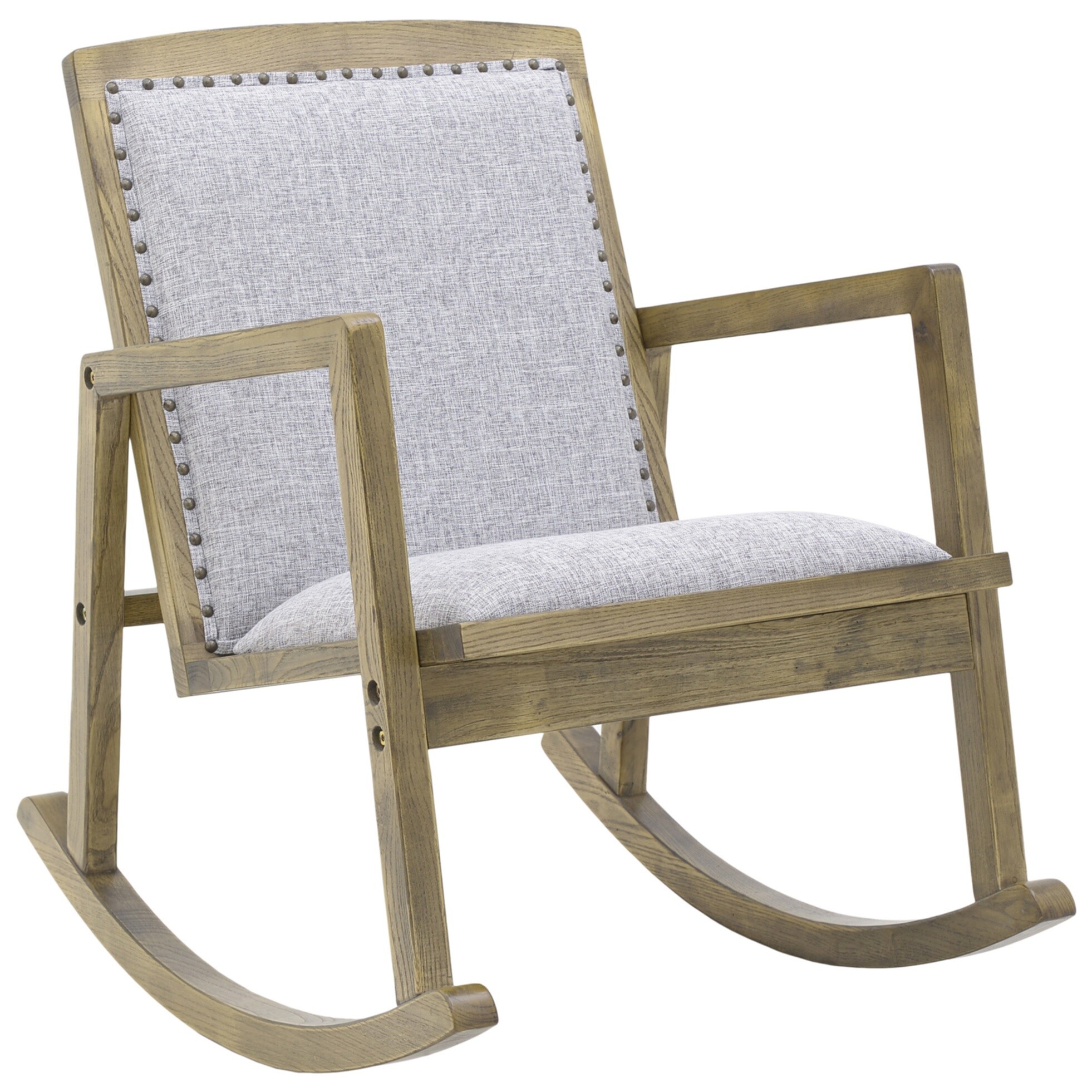 Кресло-качалка деревянное с мягкой спинкой бежевое