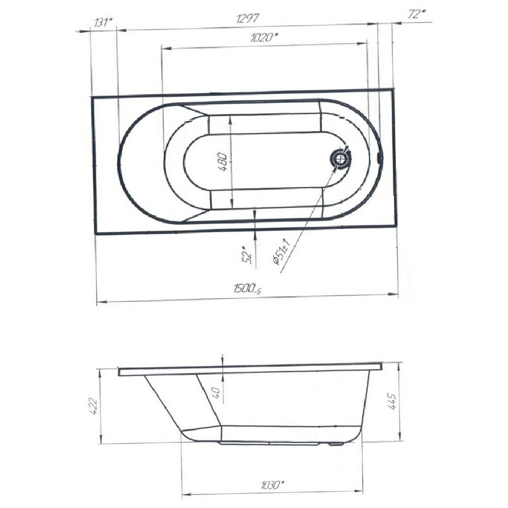 Ванна акриловая 70х150 см белая Creto Solly 18-15070 - изображение 7
