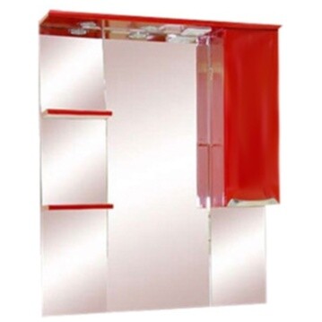 Зеркало настенное со шкафом и подсветкой правое красная эмаль &quot;Жасмин-85&quot;