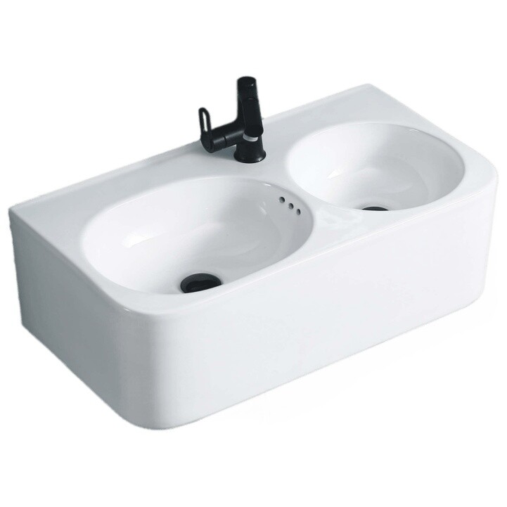 Раковина подвесная двойная фарфоровая прямоугольная 40х75 см белая Cerutti SPA Double Brenta CT9699
