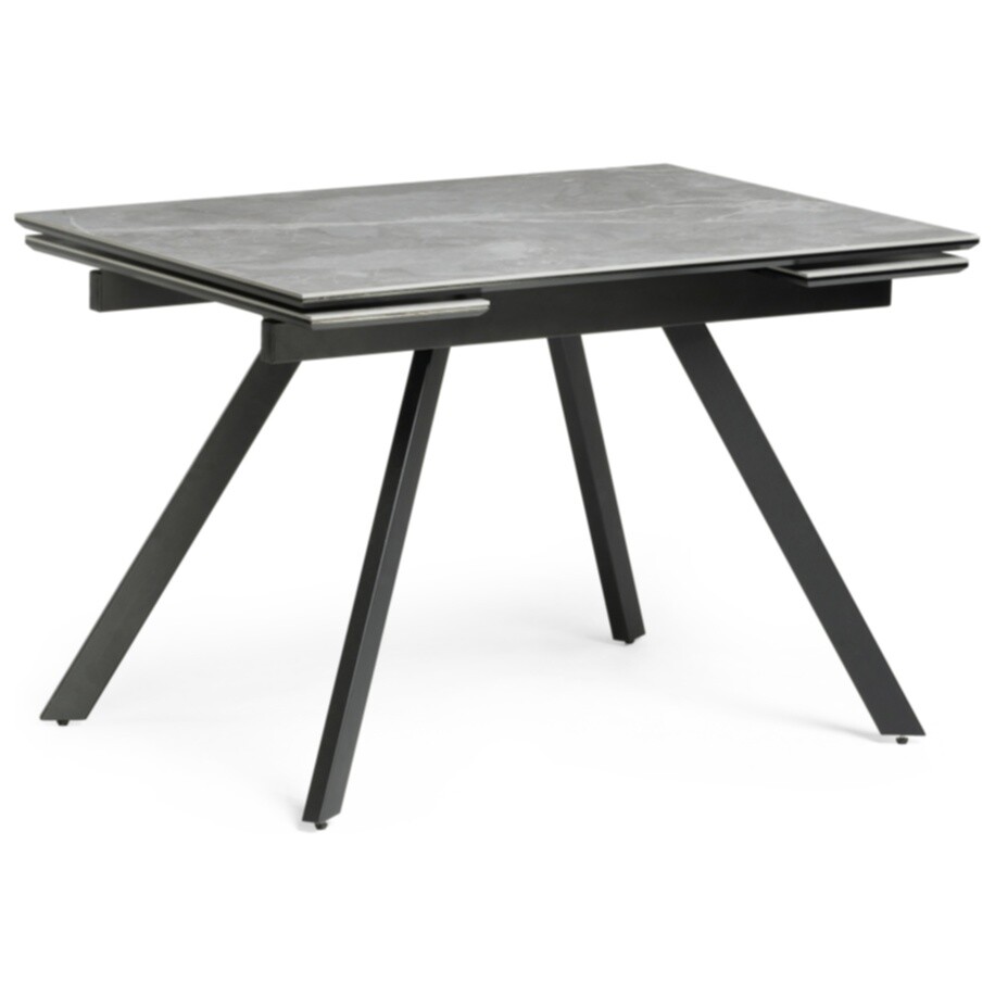 Обеденный стол раскладной серый мрамор, черный &quot;Габбро 120&quot;