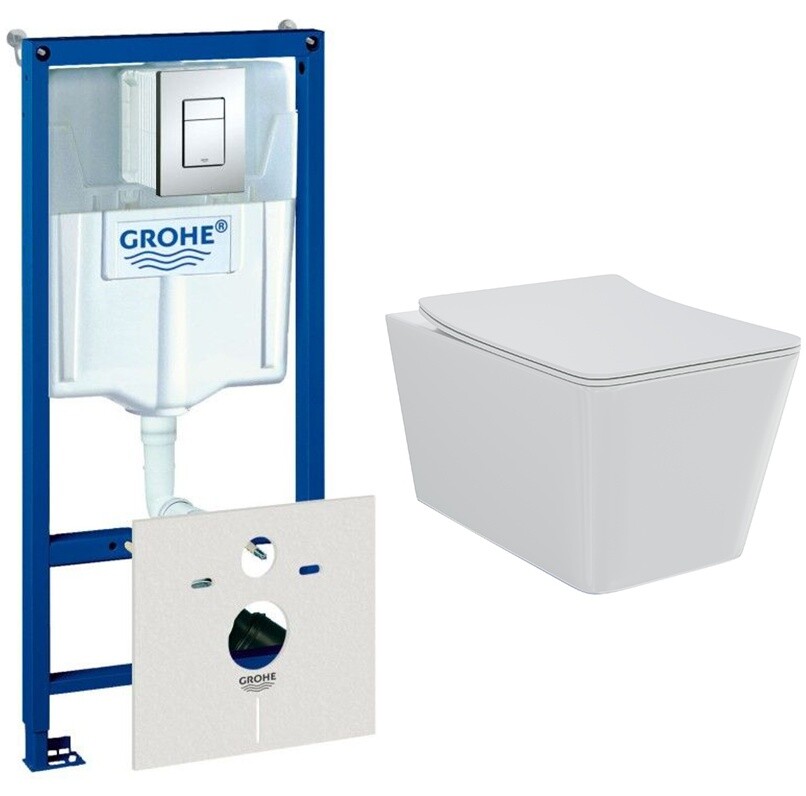 Унитаз подвесной белый Creto Logan L2 1002-001-L2W с инсталляцией Grohe Rapid SL 38775001