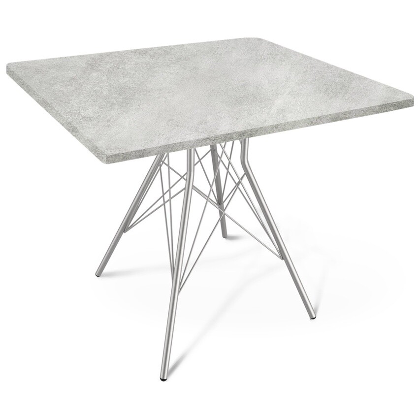 Обеденный стол квадратный на металлических ножках 80 см бетон светлый, хром SHT-TU2-1-ТТ 80-80
