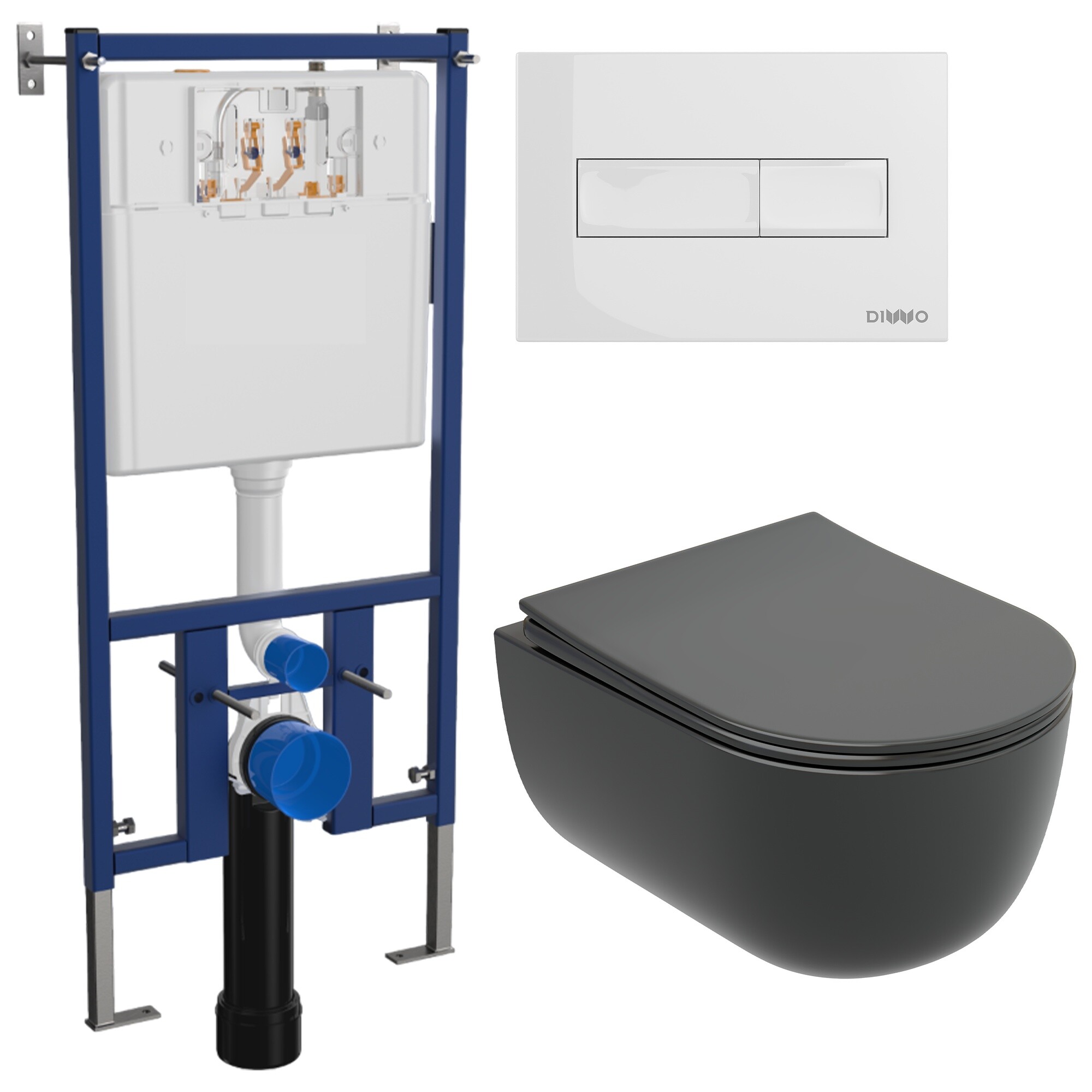 Унитаз Ceramicanova Modena Rimless CN6063MDH с инсталляцией Diwo 4501, с кнопкой белой 7320