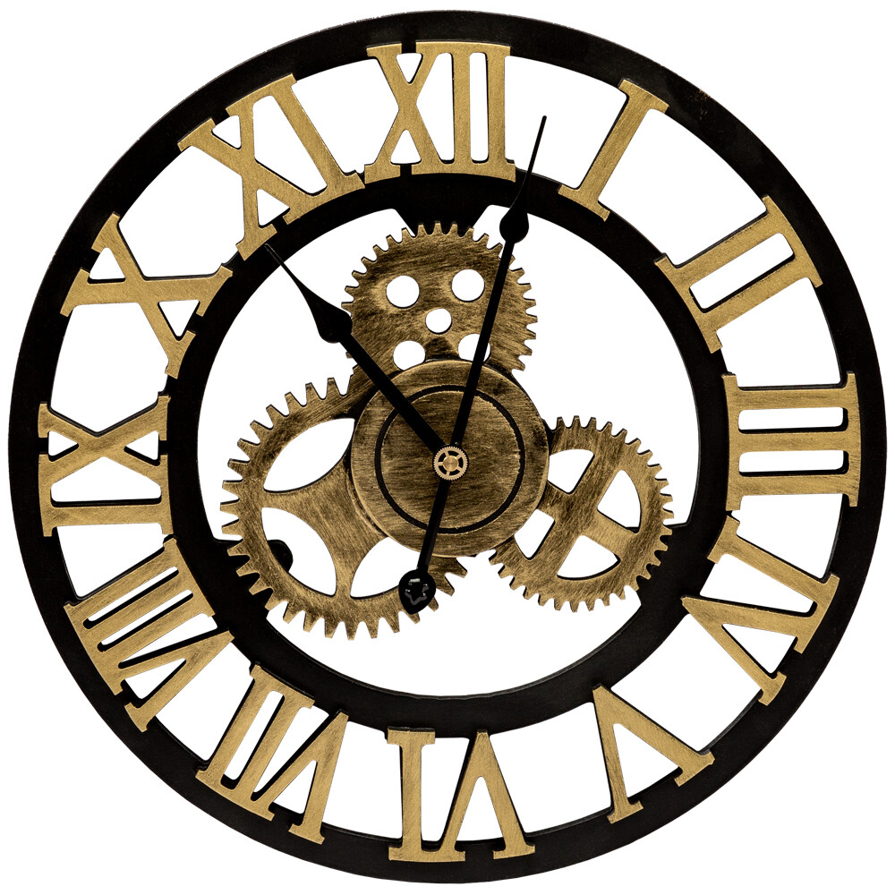 Часы настенные круглые черно-золотые «Вояж»