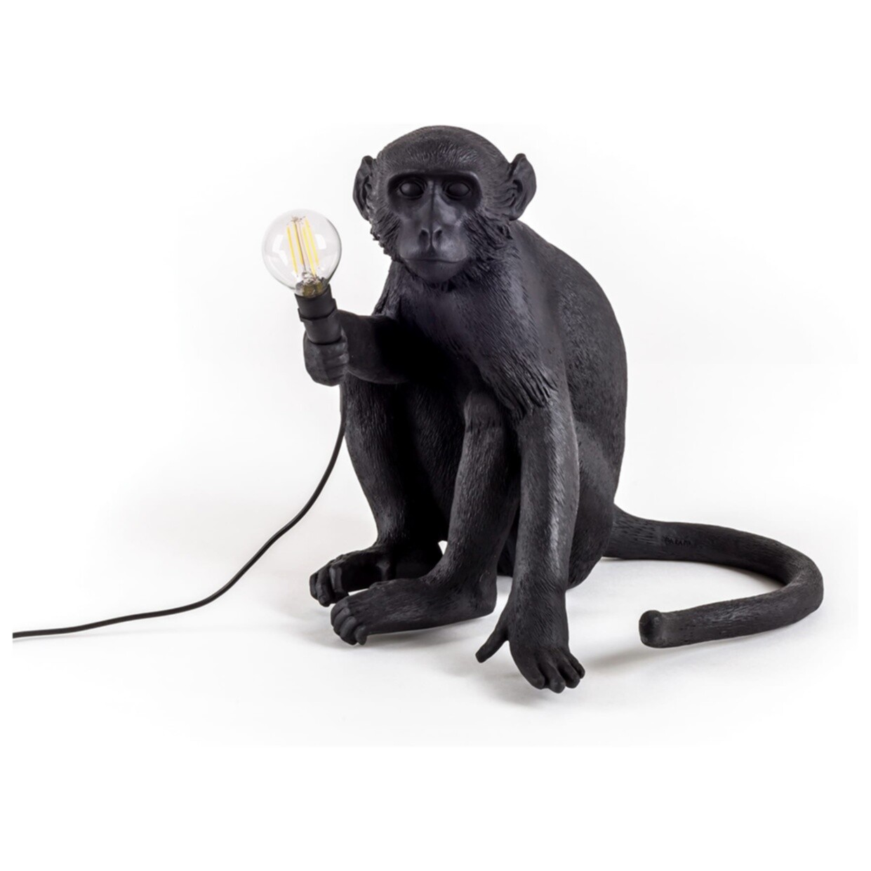 Настольная лампа из смолы черная Monkey Lamp Sitting 14922