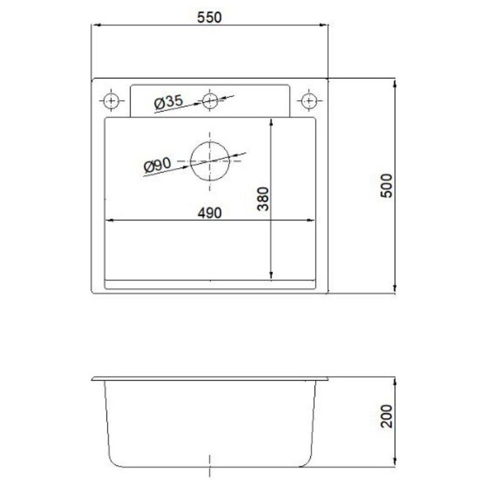 Мойка кухонная прямоугольная 55х50 см олово Reflexion Cubi RX1555TN - изображение 4