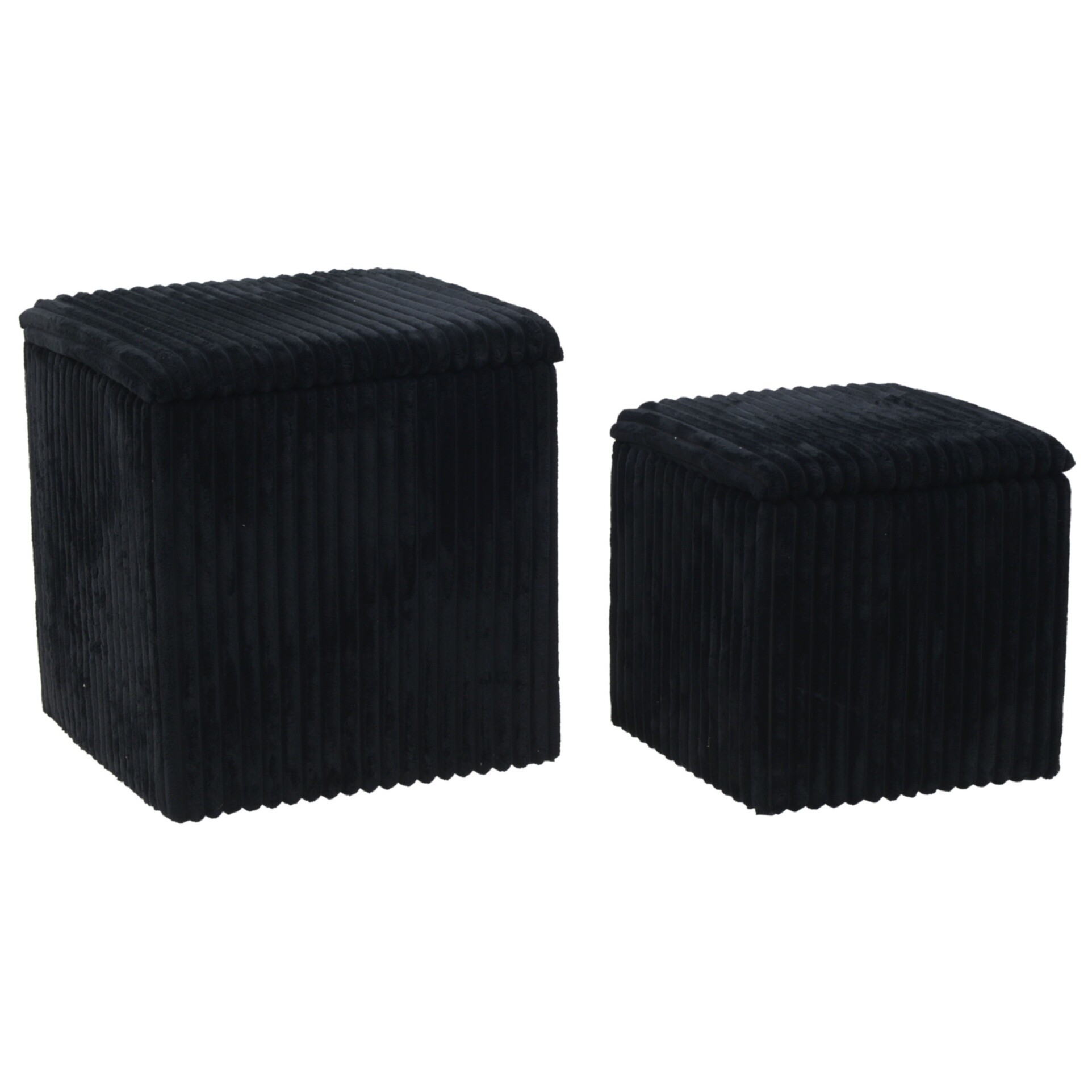 Пуфы квадратные мягкие с ящиком для хранения набор 2 шт. черные